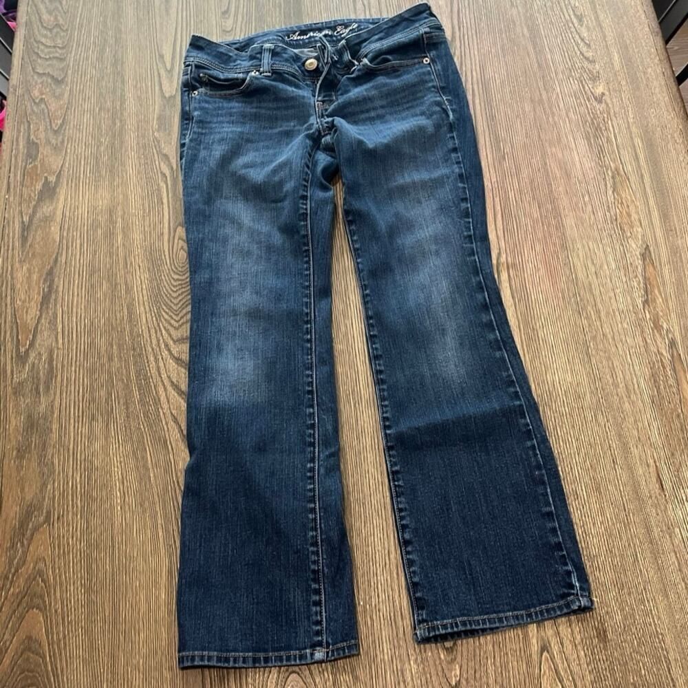 American Eagle Slim Boot Cut Jeans Denim Stretch Medium Wash Blue Size 4 Short